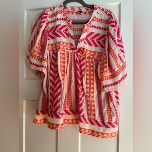 Old Navy Pink and Orange Patterned Blouse